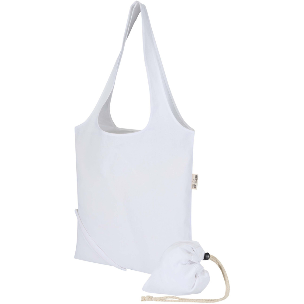 Logotrade promotional item image of: Madras Blend 140 g/m² GRS recycled foldable cotton tote bag 7L
