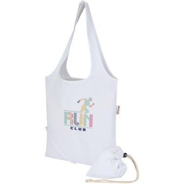 Logo trade corporate gift photo of: Madras Blend 140 g/m² GRS recycled foldable cotton tote bag 7L