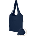 Madras Blend 140 g/m² GRS recycled foldable cotton tote bag 7L, Navy
