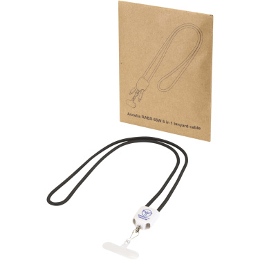 Logo trade corporate gifts image of: Ion 65W 5-in-1 recycled plastic lanyard charging cable