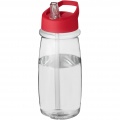 H2O Active® Pulse 600 ml tilaga kaanega spordipudel, Läbipaistev / punane