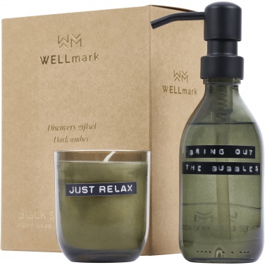 Logotrade reklaamkingituse foto: Wellmark Discovery 200 ml käteseebi dosaator ja 150 g lõhnaküünla komplekt - tume merevaigu lõhn