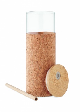 Logo trade reklaamtoote pilt: Korgist ümbrise ja bambusest kaanega joogitops, 450 ml