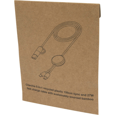 Logo trade firmakingid foto: Chechia 5-in-1 taaskasutatud plastist 150 cm kiirlaadimiskaabel bambusdetailidega