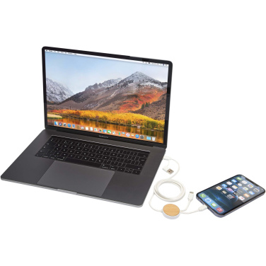 Logotrade ärikingid pilt: Chechia 5-in-1 taaskasutatud plastist 150 cm kiirlaadimiskaabel bambusdetailidega