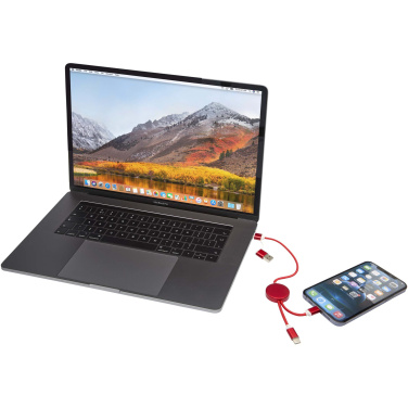 Logo trade reklaamkingi pilt: Punane Alasia 5-in-1 taaskasutatud alumiiniumist ja plastikust kiirlaadimiskaabel