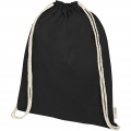 Orissa 140 g/m² organic cotton drawstring bag 5L, Tasainen musta