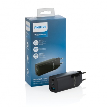 Logotrade liikelahjat mainoslahjat tuotekuva: Philips 65 W erittäin nopea PD 3-porttinen USB-laturi