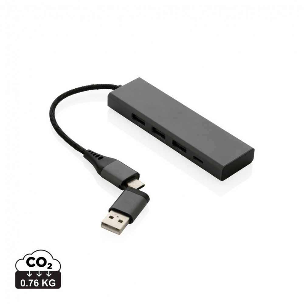 Logotrade mainoslahja ja liikelahja kuva: Terra RCS alumiininen USB-hub 3 portilla