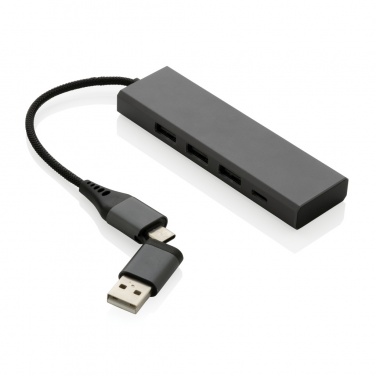 Logotrade liikelahja tuotekuva: Terra RCS alumiininen USB-hub 3 portilla