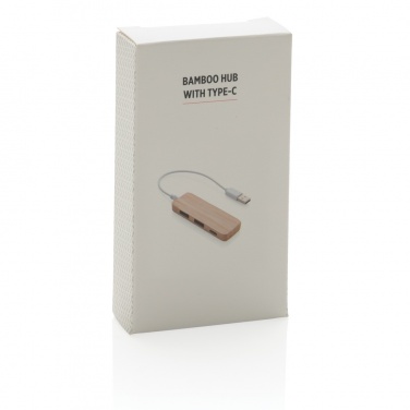 Logotrade mainostuote tuotekuva: Bambuinen USB tyypin C hub