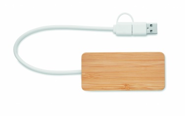 Logotrade liikelahja tuotekuva: 3 portin USB-keskitin bambua