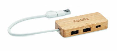 Logotrade liikelahja tuotekuva: 3 portin USB-keskitin bambua