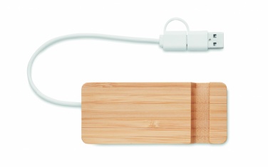 Logo trade mainoslahjat tuotekuva: 4 portin USB-keskitin bambua