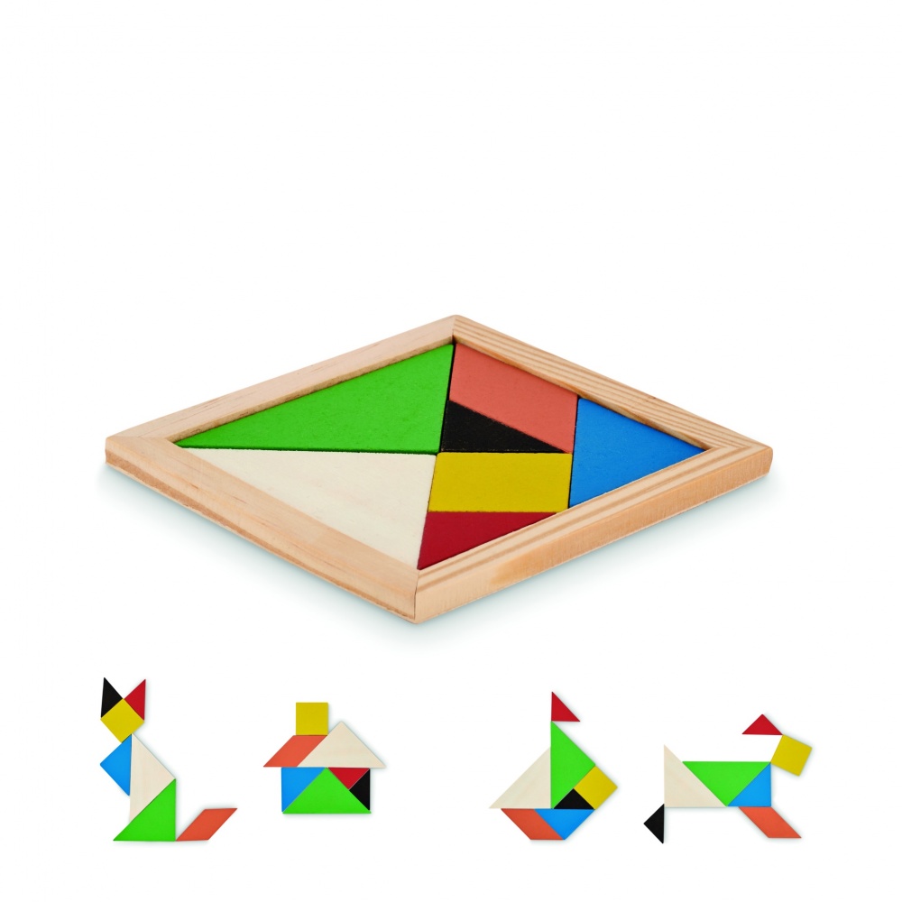 Logotrade mainostuote tuotekuva: Tangram-palapeli puusta