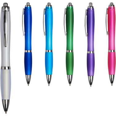 Logo trade liikelahjat tuotekuva: Curvy ballpoint pen with frosted barrel and grip