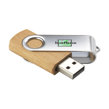 Logo trade mainoslahja kuva: USB Twist Bamboo varastossa 4 Gt