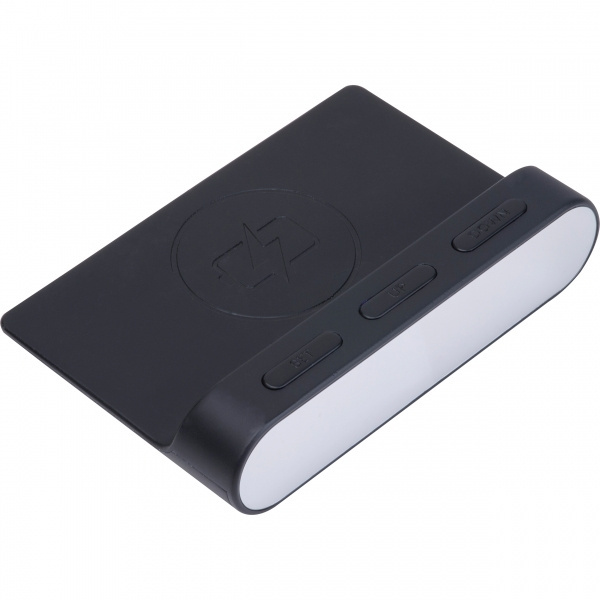 Logo trade liikelahja kuva: Herätyskello ja langaton laturi ADELAIDE