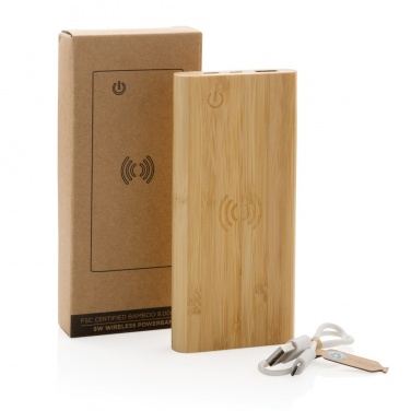 Logotrade firminės dovanos nuotrauka: Bamboo 8.000 mAh 5W belaidis maitinimo blokas