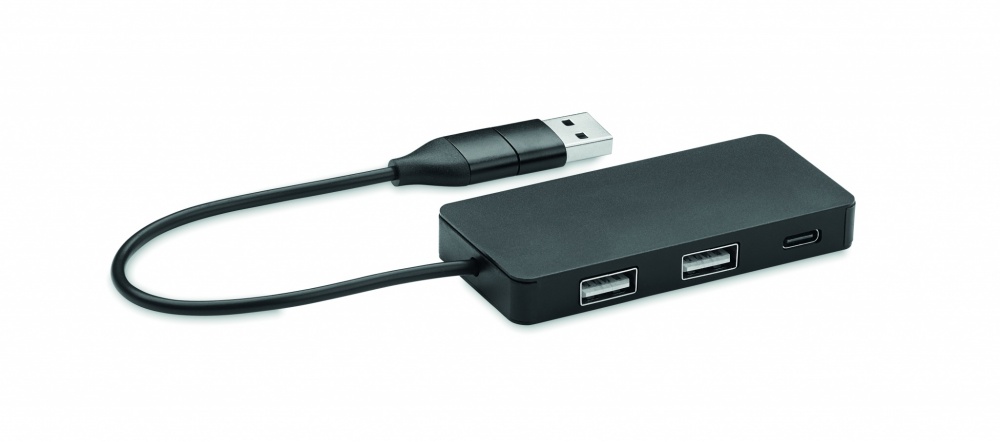 Logotrade reklaminiai produktai nuotrauka: 3 prievadų USB šakotuvas su 20 cm laidu