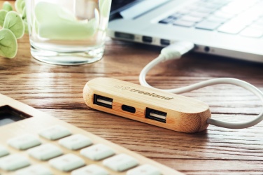 Logotrade reklaminiai produktai nuotrauka: 3 prievadų USB šakotuvas su dviem įvestimis