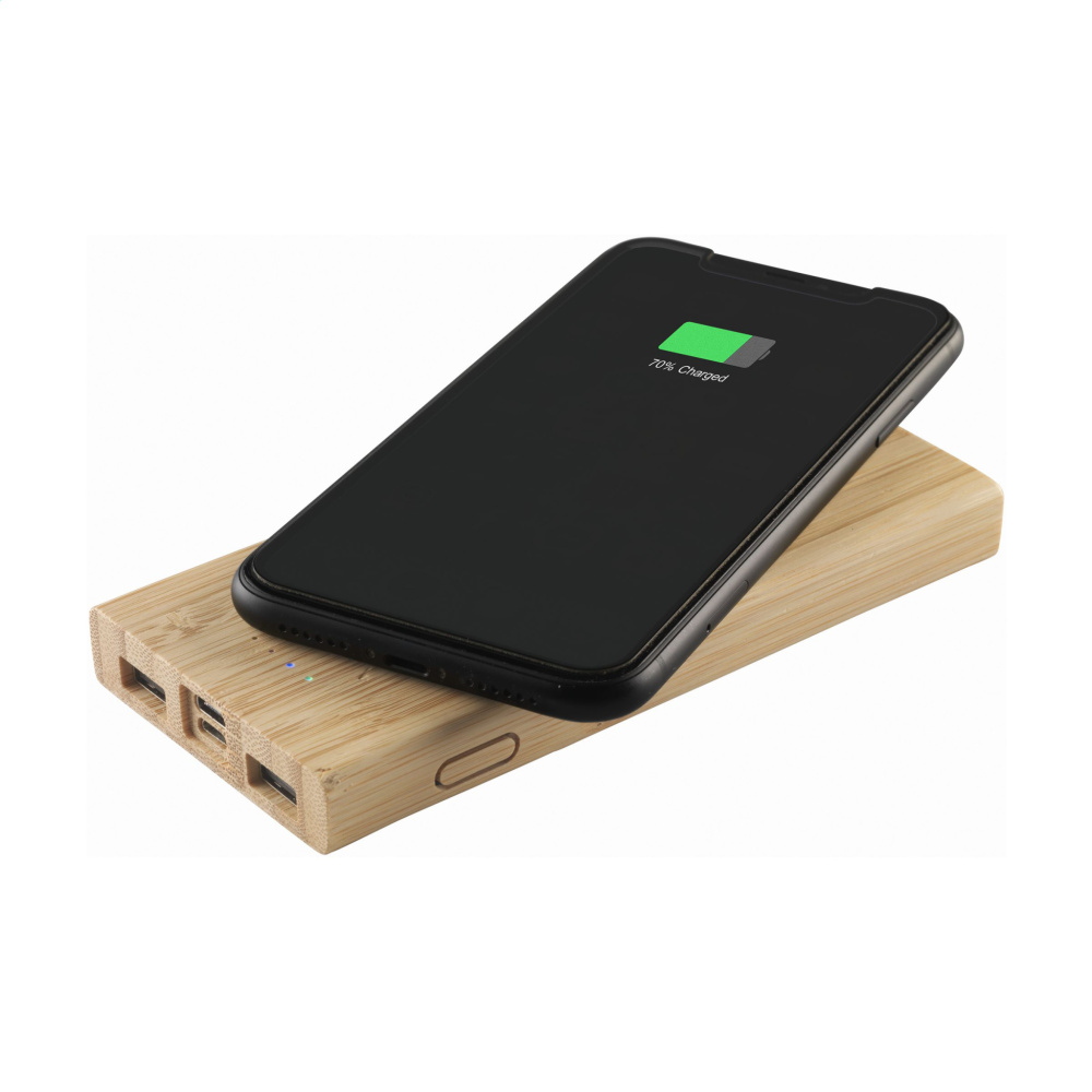 Logotrade dovana nuotrauka: Bamboo 8000 Wireless Powerbank belaidis įkroviklis