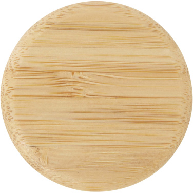 Logotrade reklaminės dovanos nuotrauka: Porto 500 ml stiklinis vandens butelis su silikonine rankena ir bambukiniu dangteliu