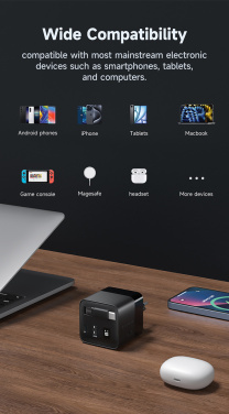 Logotrade verslo dovanos nuotrauka: „Urban Vitamin Mendocino“ 65 W GaN įkroviklis su ištraukiamu laidu