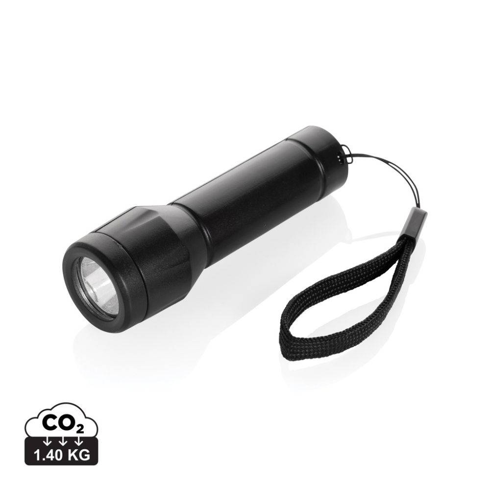 Logotrade firminės dovanos nuotrauka: „Flara RSC“ perdirbto plastiko USB įkraunamas žibintuvėlis