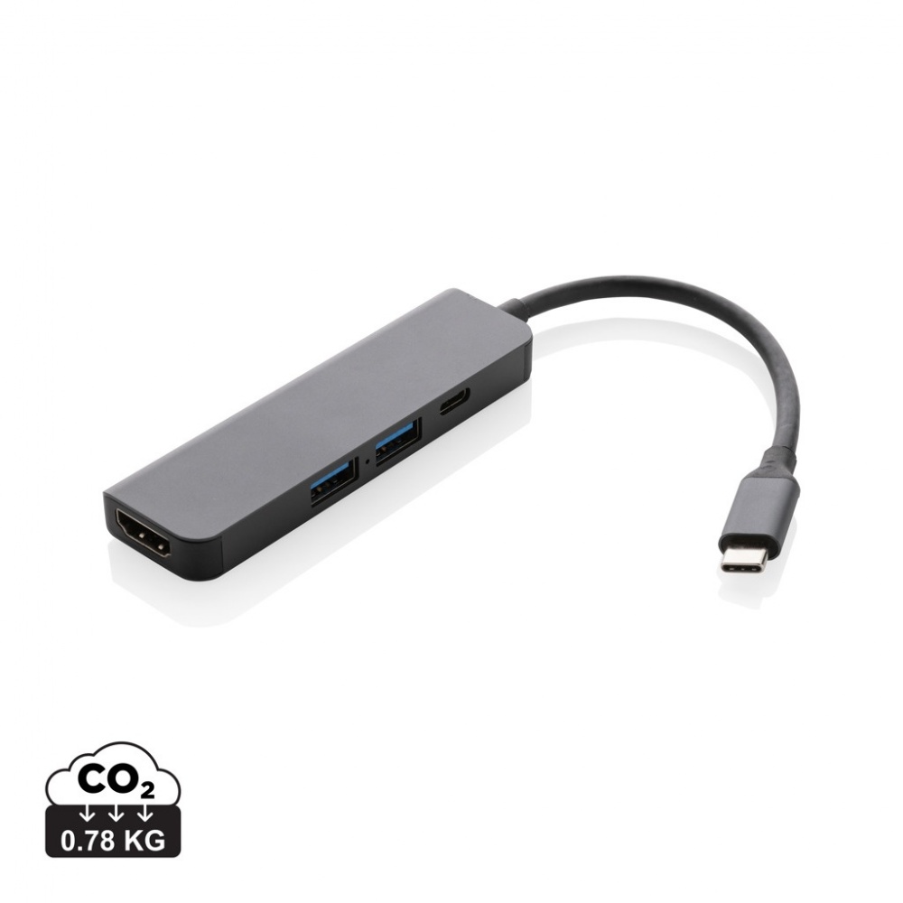 Logotrade dāvanas foto: Terra RCS pārstrādāta alumīnija centrmezgls ar HDMI ieeju