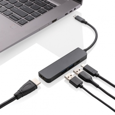 Logotrade Ideja dāvanas foto: Terra RCS pārstrādāta alumīnija centrmezgls ar HDMI ieeju