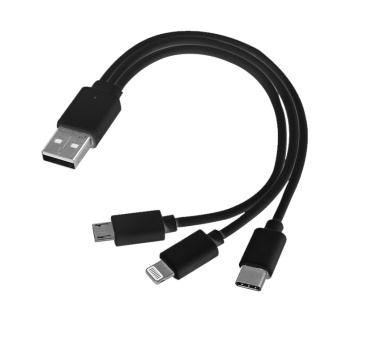 Logotrade Ideja dāvanas foto: 3 vienā USB kabelis, tips c + mikro USB + zibens