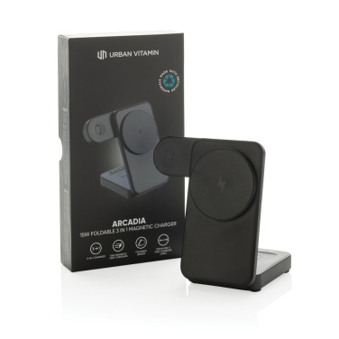 Logotrade dāvanas foto: Urban Vitamin Arcadia RCS plastmasas 15W 3in1 magnētiskais lādētājs