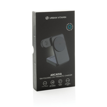 Logotrade dāvanas foto: Urban Vitamin Arcadia RCS plastmasas 15W 3in1 magnētiskais lādētājs