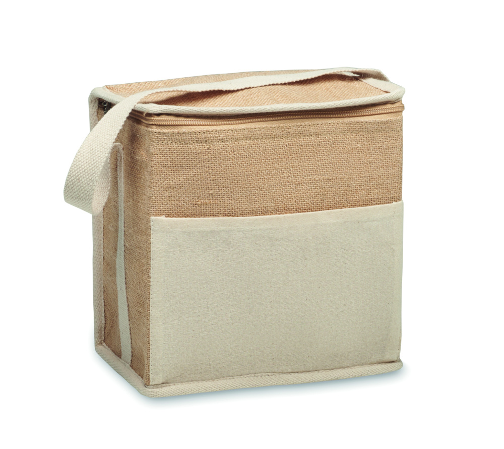 Лого трейд pекламные подарки фото: Jute and canvas cooler bag 3L