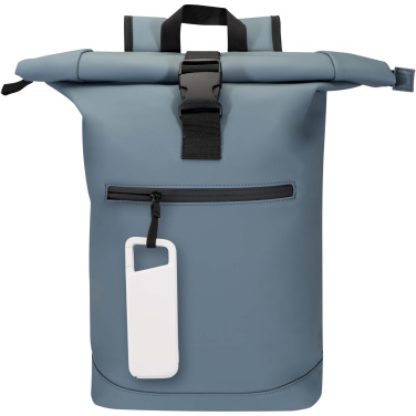 Лого трейд pекламные продукты фото: Водонепроницаемый внешний аккумулятор Alkes 5000 мАч 12 Вт из переработанного пластика с карабином