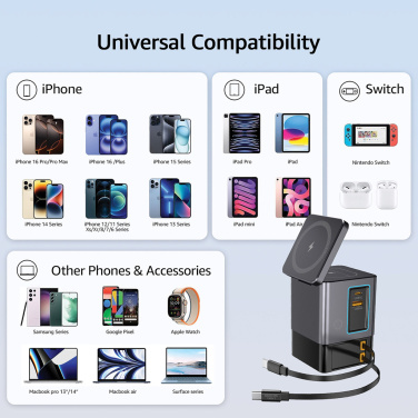 Лого трейд pекламные cувениры фото: Зарядное устройство Urban Vitamin Sacramento 105 Вт GAN + втягивающиеся кабели