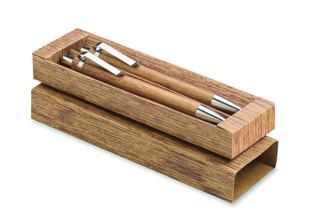 Лого трейд pекламные продукты фото: Acacia wood pen and pencil set