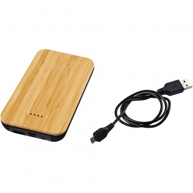 Logotrade reklamprodukter bild: Framtida bambu/tyg 6 000 mAh trådlös powerbank