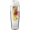 H2O Active® Tempo 700 ml sportflaska med uppfällbart lock och fruktbehållare, Transparent / Vit