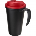 Americano® Grande 350 ml mugg med spillsäkert lock, Solid svart/röd