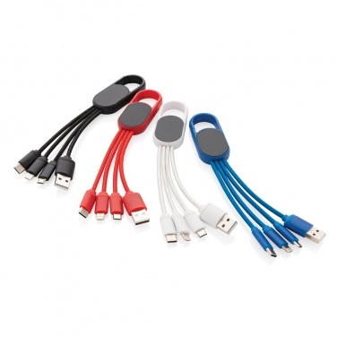 Logotrade kampanjprodukter bild: 4-i-1 kabel med karbinclip