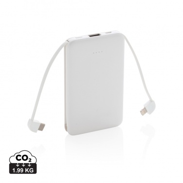 Logotrade profilprodukter bild: 5.000 mAh powerbank i fickformat med integrerade kablar