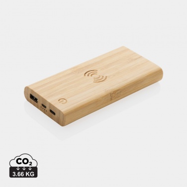 Logotrade profilreklam bild: 8.000 mAh, 5W trådlös powerbank i bambu