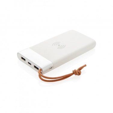 Logotrade kampanjprodukter bild: Aria 8.000 mAh 5W powerbank med trådlös laddning