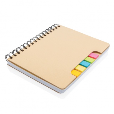 Logotrade kampanjprodukter bild: A5 Kraft spiralbunden anteckningsbok med sticky notes