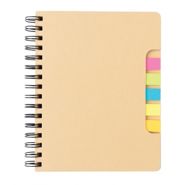 Logotrade kampanjprodukter bild: A5 Kraft spiralbunden anteckningsbok med sticky notes