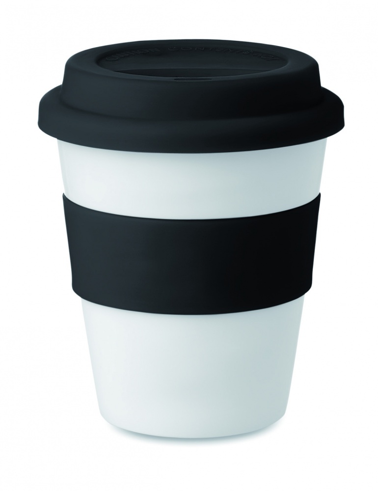 Logotrade reklamprodukter bild: Take away mugg PP silikon lock