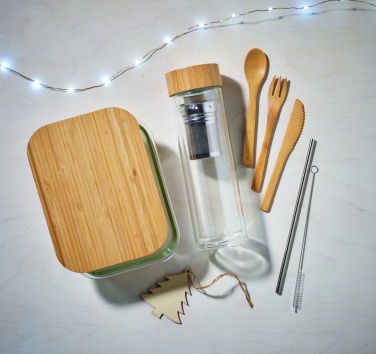 Logotrade presentreklam bild: Lunchbox i glas/bambu