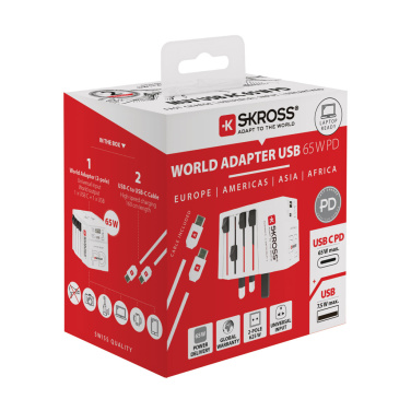 Logotrade reklamprodukter bild: SKROSS World Travel Adapter MUV 65W PD med USB C-kabel